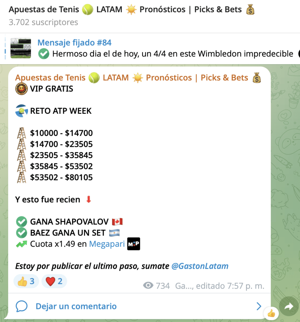 Reto del canal de tenis